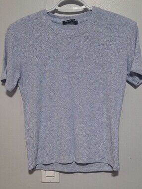 Medium Brandy Melville Baby Blue Ribbed Short Sleeve Tee